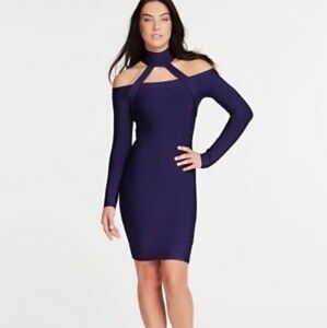 MARCIANO Guess Navy Blue Junya Strappy Neck Bandage Dress - Size XXS, 00